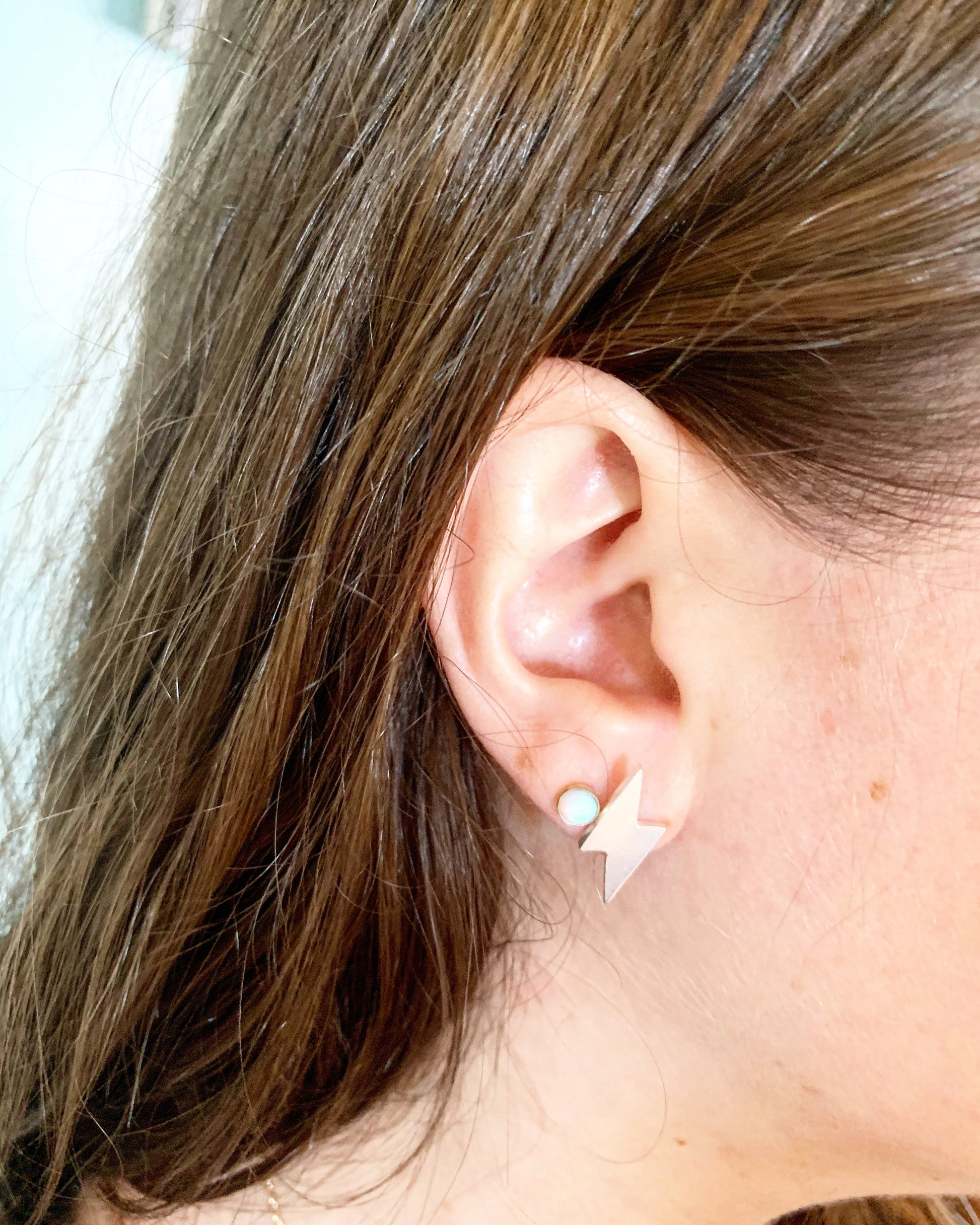 Mini Lightning Bolt Stud Earrings-4