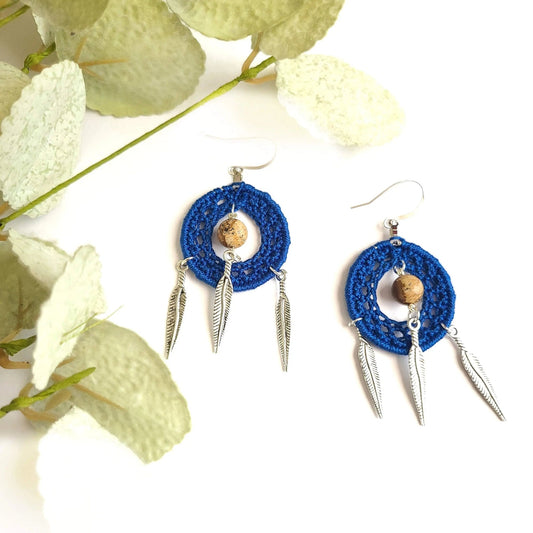 Picture Jasper Dangle Earrings with feathers-0